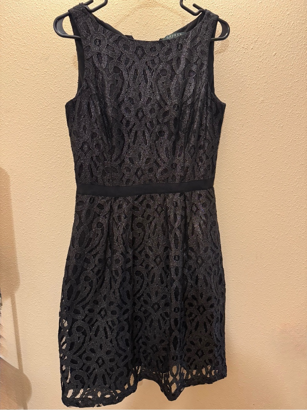 Ralph Lauren Black Lace Sleeveless Mini Dress